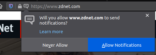 Firefox notification prompt