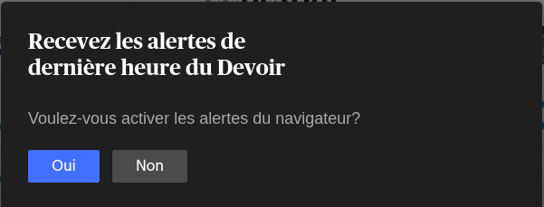 Le Devoir notification prompt